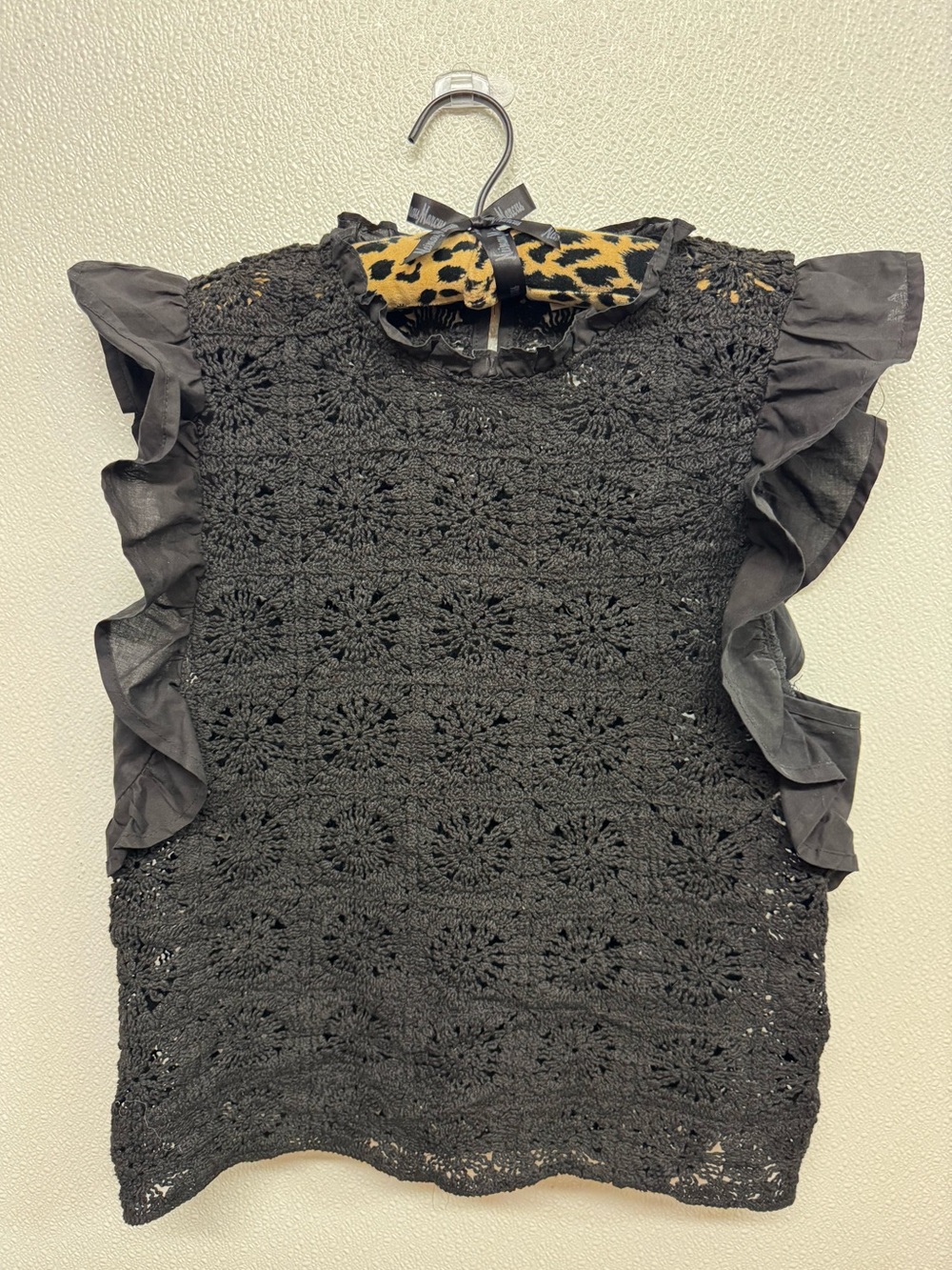 Anthropologie (Flat White): The "Flat White Crochet Ruffle Top" Sz S